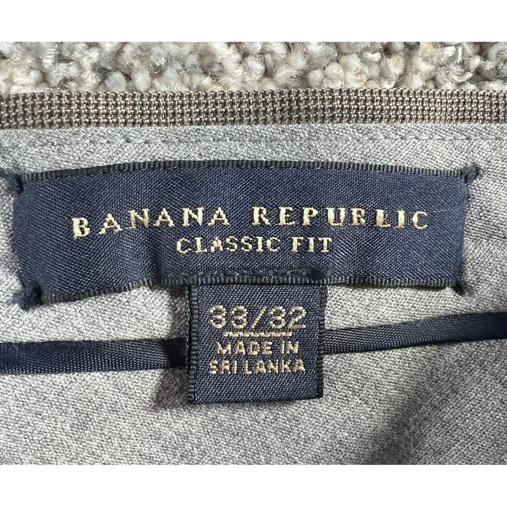 Men's Banana Republic Classic Fit Brown Wool Micro Check Dress Pants 33x32